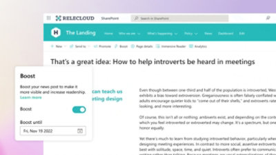 Varias pantallas muestran la capacidad de editar la navegación global y los artículos periodísticos en Viva Connections.