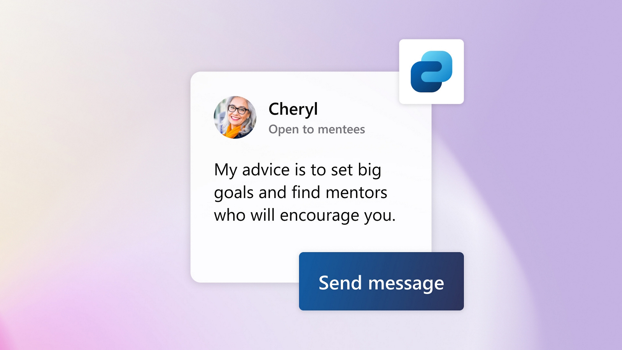 A mentor giving advice over text in Viva Connections.