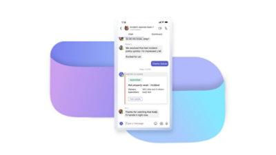 Ein Mobilgerät-Display mit einem Incident-Response-Chat in Teams, bei dem ein Vorfall zwischen zwei Teammitgliedern geteilt wird