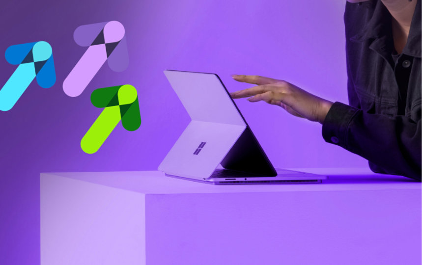 purple banner with surface book 