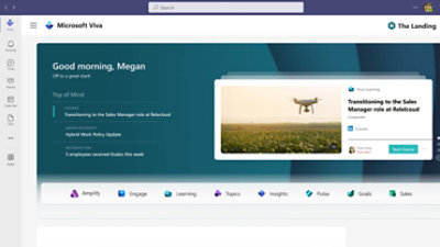 Screenshot of a Microsoft Viva homepage in Microsoft Teams.  