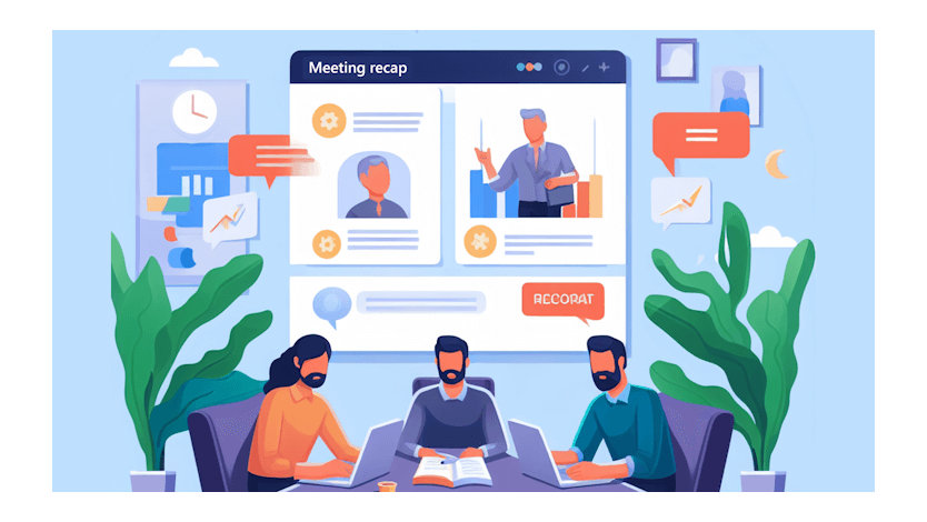 AI-generated image showing an illustration of a Microsoft Teams meeting. 