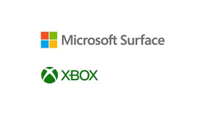 Xbox ロゴと Microsoft Surface ロゴ。