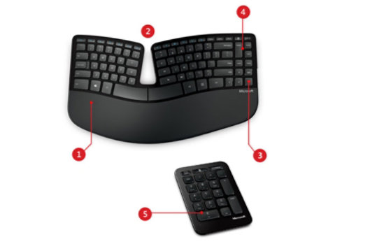 with Mouse Microsoft Sculpt Ergonomic Wireless Desktop Keyboard and Wireless Mouse L5V-00001 