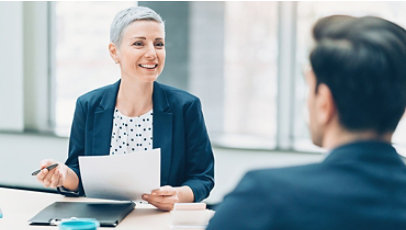 Two businesspeople communicating.