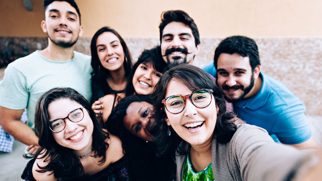 A group of friends posing for a selfie