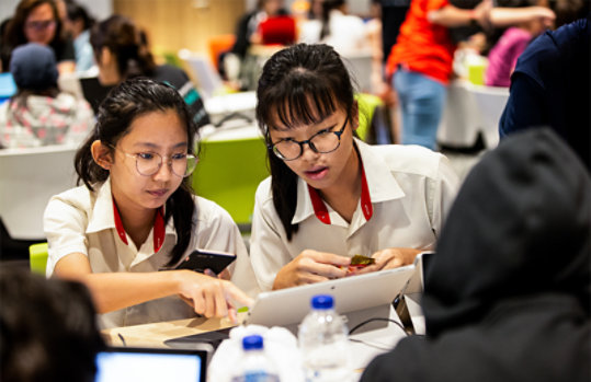 Young girls coding