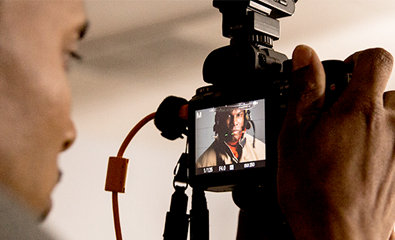 A person holding a camera