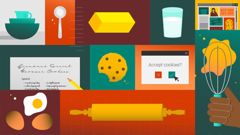 Collage illustration with baking ingredients