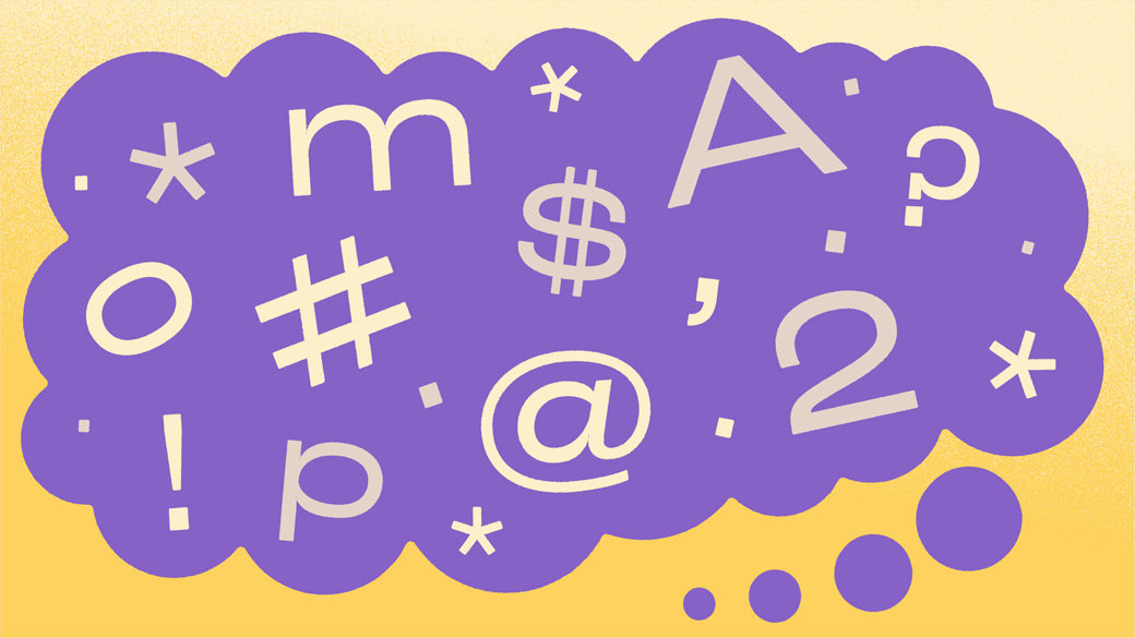 Illustration of cloud containing random letters and characters