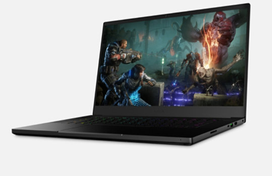Razer Blade 15 with action-packed video game onscreen.