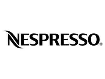 A black and white logo with the text NESPRESSO® on a white background.