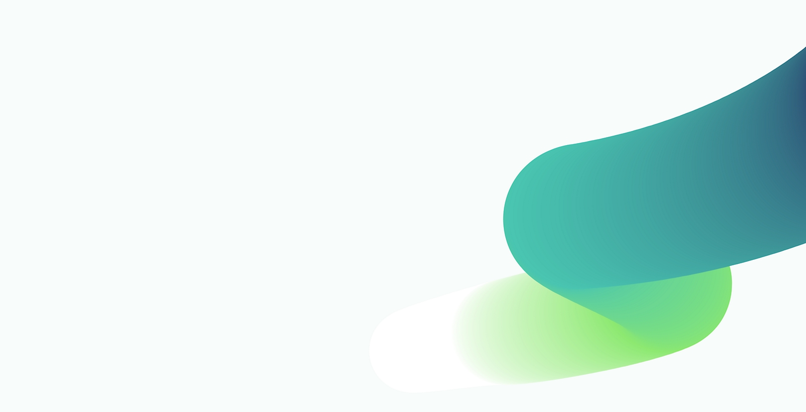 重疊綠色和藍色漸層在淺色背景上建立平滑波浪狀圖樣的抽象背景。