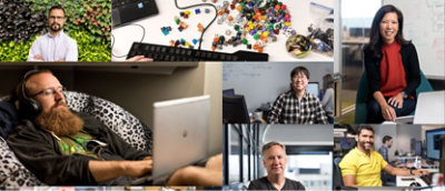 A collage of pictures of people with laptops