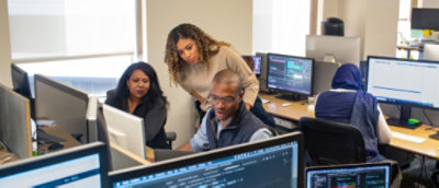 A group of people in an office