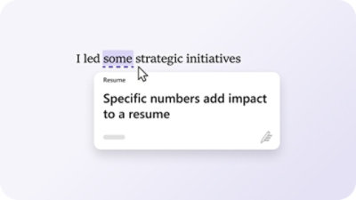 Препоръка за добавяне на определени числа към автобиографията, направена от „Редактор на Microsoft“.