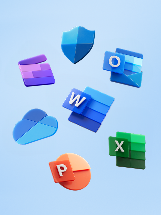 Iconos de aplicaciones de Microsoft 365.