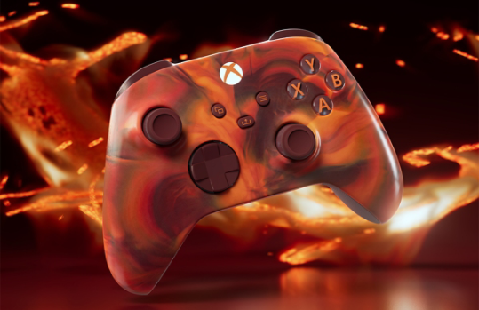 Angulo frontal derecho del Mando inalámbrico Xbox - Fire Vapor Special Edition.