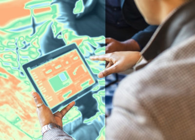 A person looking into a tab.