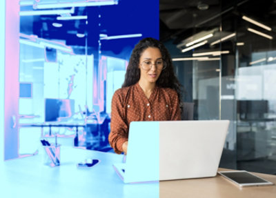 A woman working on a laptop