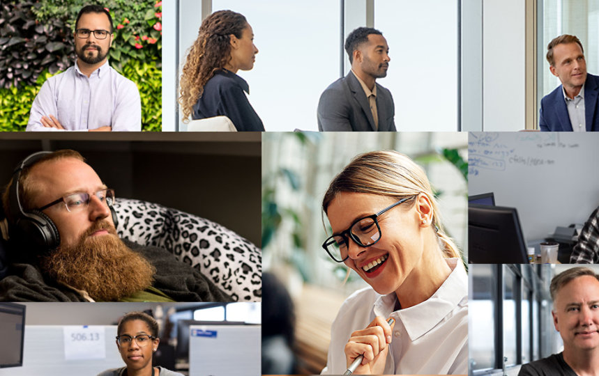 Various people at work.