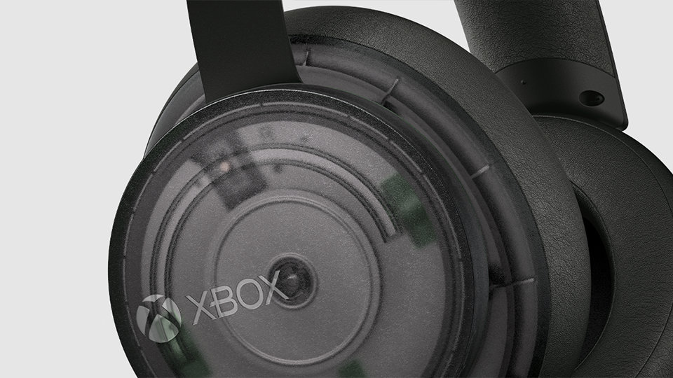 Close up side angle of the Xbox Stereo Headset 20th Anniversary Special Edition.