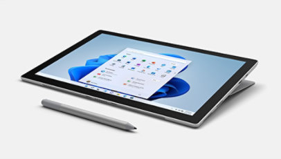 Surface Pro 7+ shown with Surface Pen.