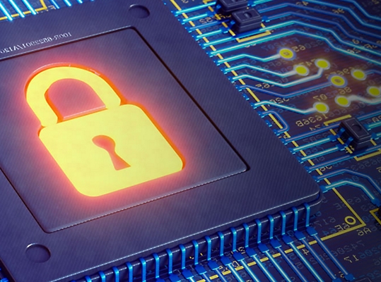Image of a microchip with a lock on it