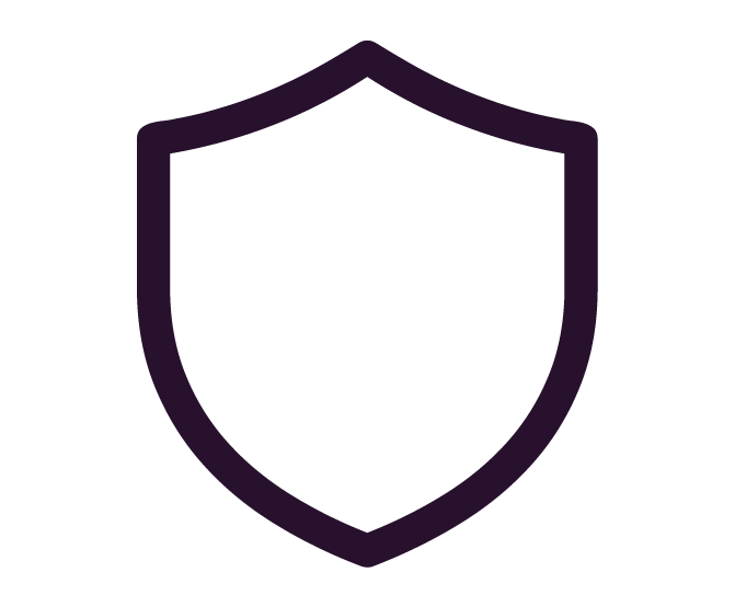 A purple shield featuring a prominent black border, symbolizing strength and protection.