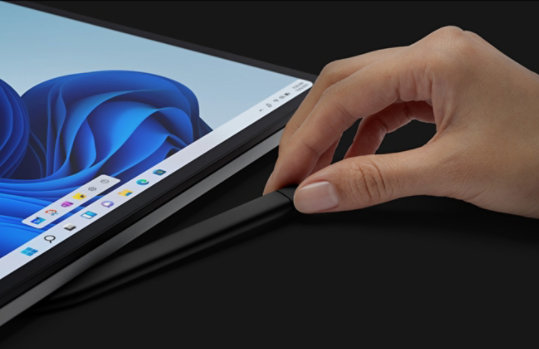 Showing pen storage on Surface Laptop Studio.