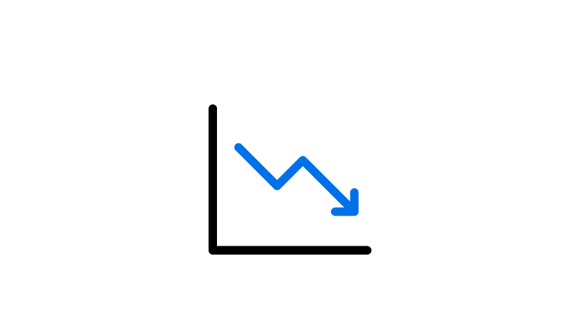 Graph icon with downward arrow.