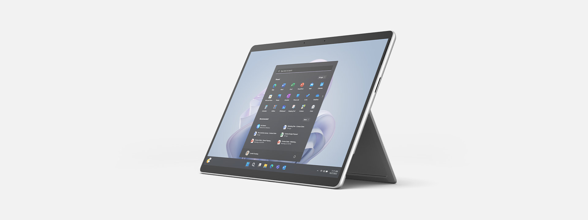 Vista rotativa do Surface Pro 9 para empresas.