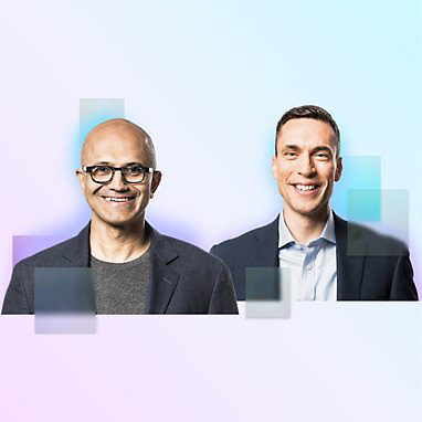 Satya Nadella, CEO of Microsoft, and Jared Spataro, CVP of Modern Work and Business Applications at Microsoft