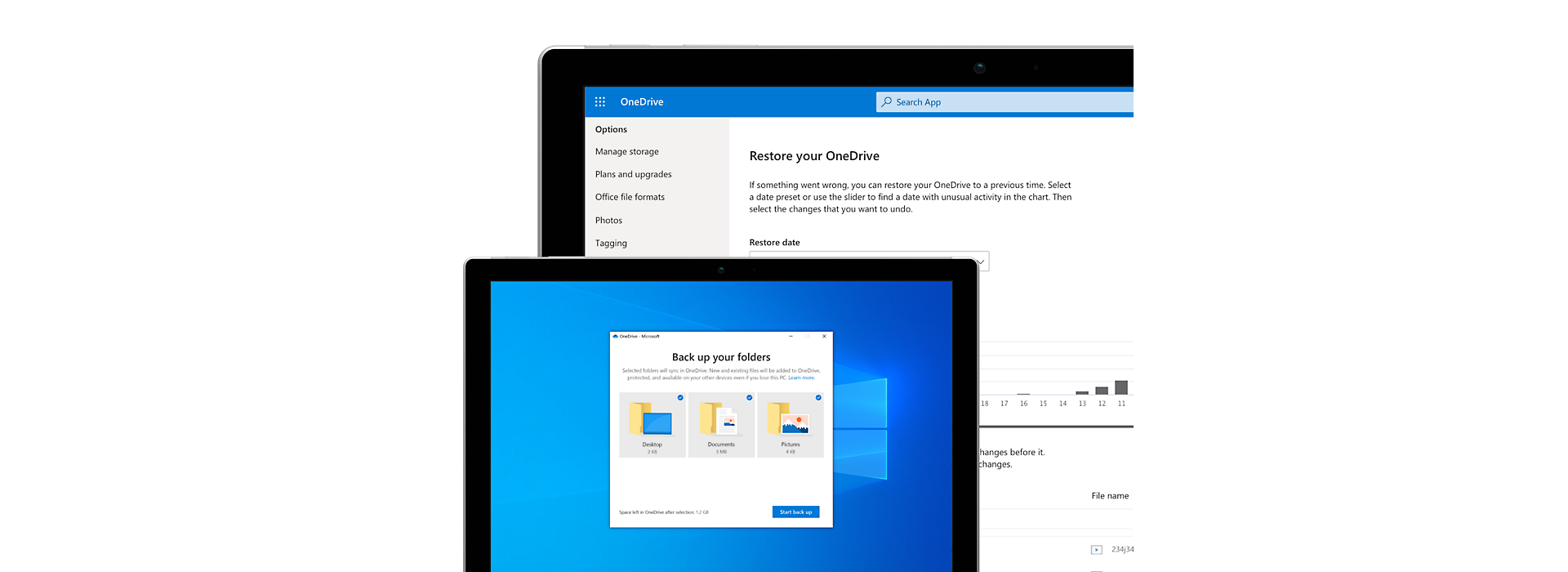 Espace de stockage en ligne Microsoft OneDrive et partage de
