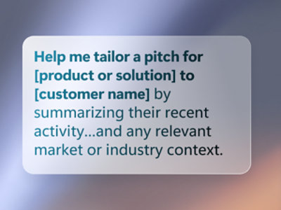 Prompt to tailor a pitch for a customer by summarizing activity and industry context.