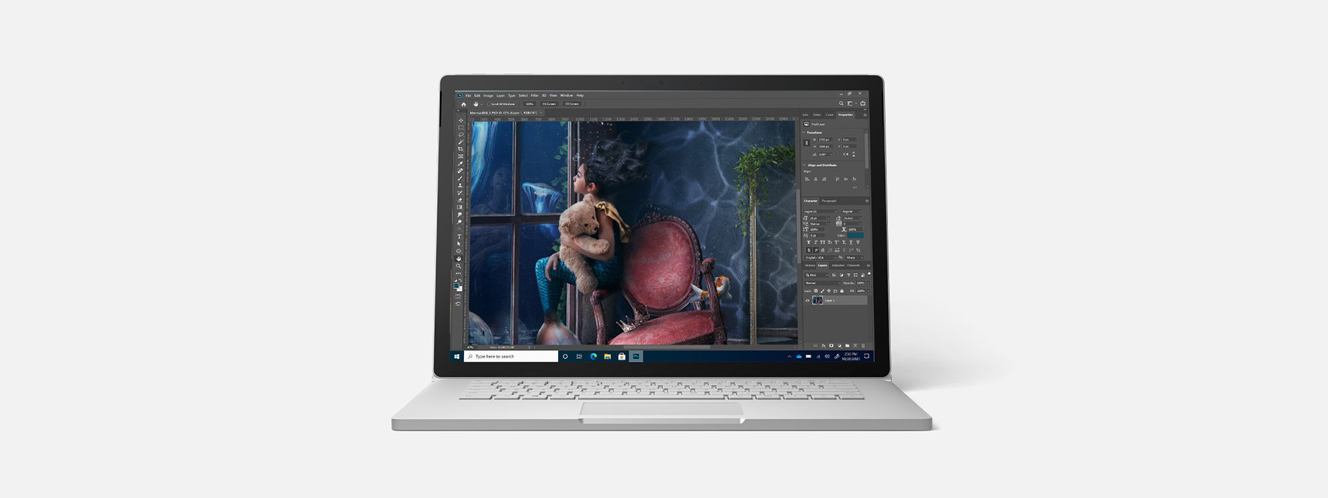 Surface Book 3 running Adobe Photoshop.