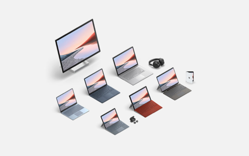 Several Surface devices of differing size and design.