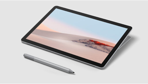 Surface Go 2 in studio mode with Surface Pen.