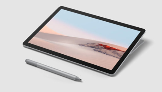 Surface Go 2 in studio mode with Surface Pen.