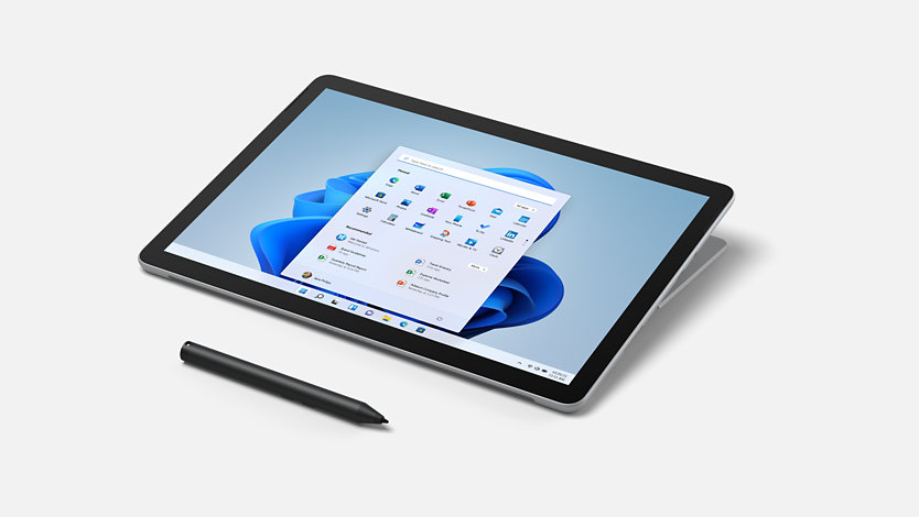 Surface Go 3 in tablet mode with a Surface Pen.