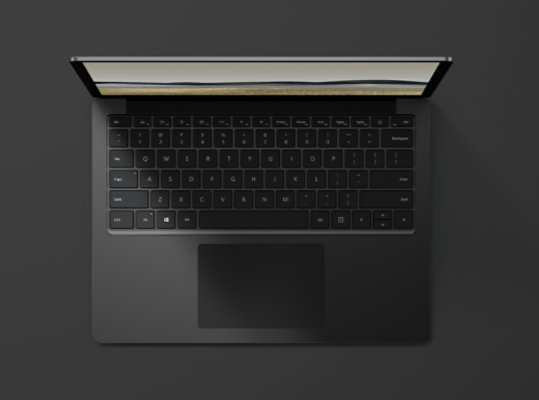 Surface Laptop 3 in Matte Black with metal keyboard.