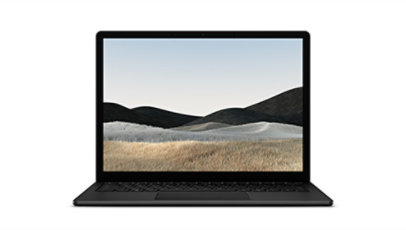 มุมมองด้านหน้าของ Surface Laptop 4 สีดำด้าน