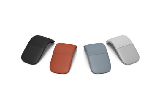 Uma coleção de ratos Surface Arc Mouse em diversas cores