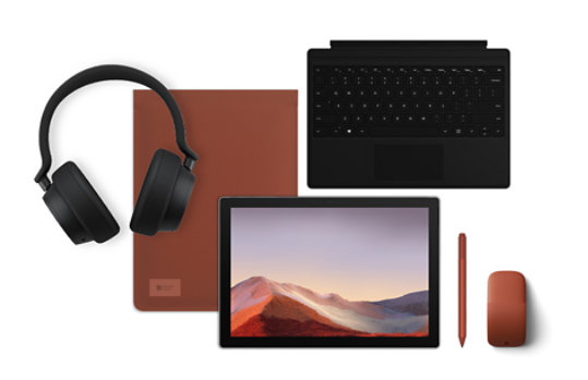 Surface Pro 7 with multiple accessories