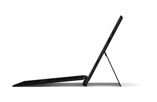 Surface Pro 7 and side view showing kickstand at an angle.