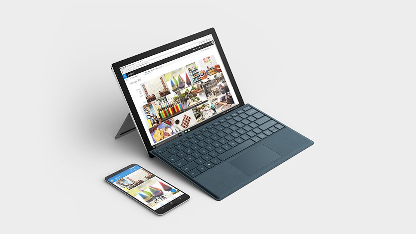 Surface Pro with a mobile phone.