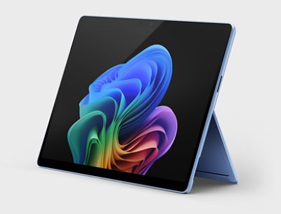 An angled view of Surface Pro with 5G in the colour Sapphire