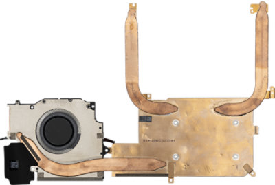 サーマル モジュールおよびファンの上面図。