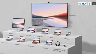 The different Surface products including Hub 2S, Studio 2, Laptop 4 and more.