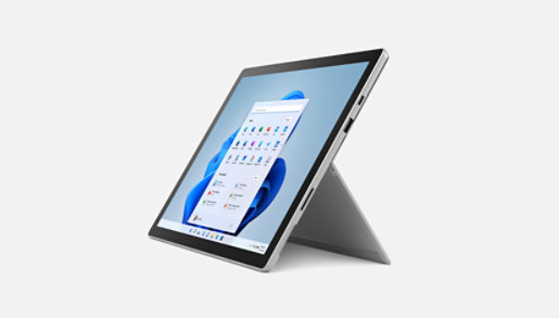 Surface Pro 7+ en mode pied